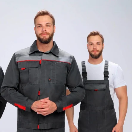 Костюм Премиум-2 СОП (тк.Смесовая,240) п/к, т.серый/серый/красный