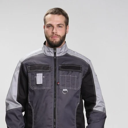 Костюм Вектор-1 (тк.Смесовая,240) брюки, т.серый/св.серый/черный