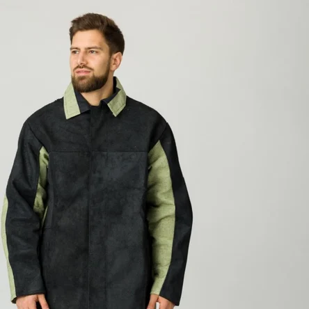 Костюм сварщика зимний комбинированный 2 кл.защиты(тк.Брезент,550/Спилок S=2,3), черный/бежевый