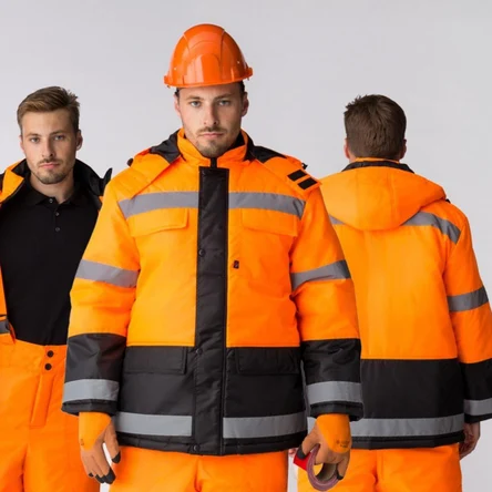 Костюм зимний для дорожника (тк.Оксфорд) брюки, оранжевый/черный