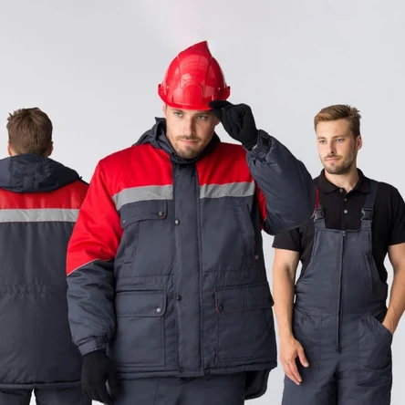 Костюм зимний Сибирь СОП К. (тк.Таслан,135) п/к, т.серый/красный