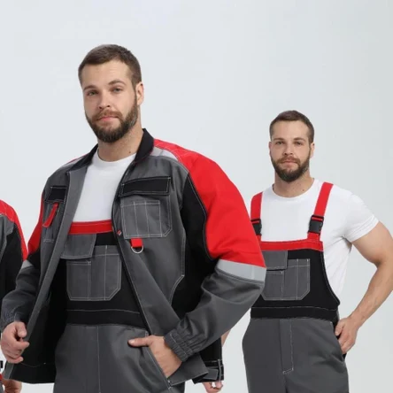 Костюм Вектор-2 (тк.Смесовая МВО,240) п/к, серый/черный/красный